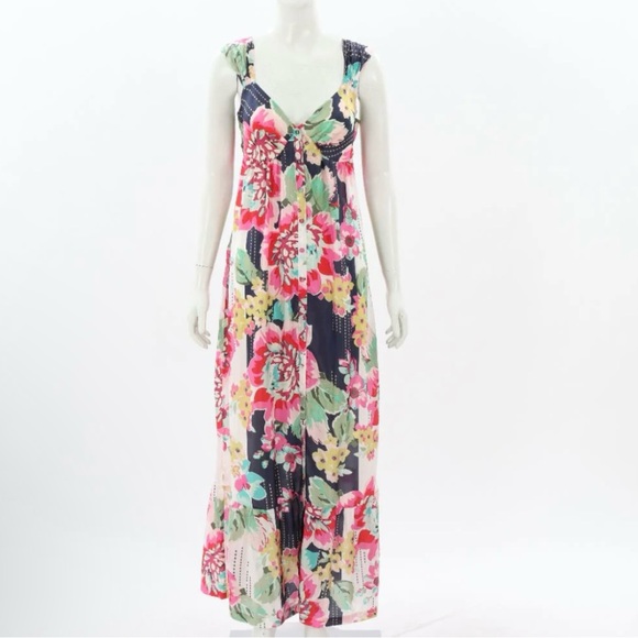 JOHNNY WAS Dress Women
Medium Maxi 100% Silk Floral
Sleeveless Belt Tiered - Picture 3 of 9